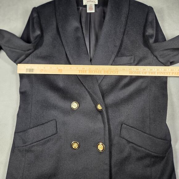 Worthington Overcoat Womens 12 Petite Wool Blend Black Double Breasted Trench - Picture 13 of 16